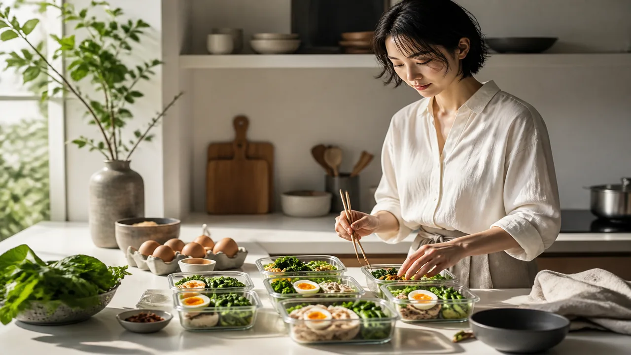 Minimalist Japanese kitchen meal-prep containers for today's low-carb menu